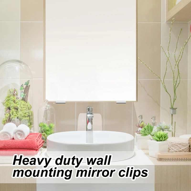 12Pcs Metal Mirror Clips Holder Kit,Mirror Hanging Clips With Screw , For Wall Mounting, Frameless Mirror Tile Display