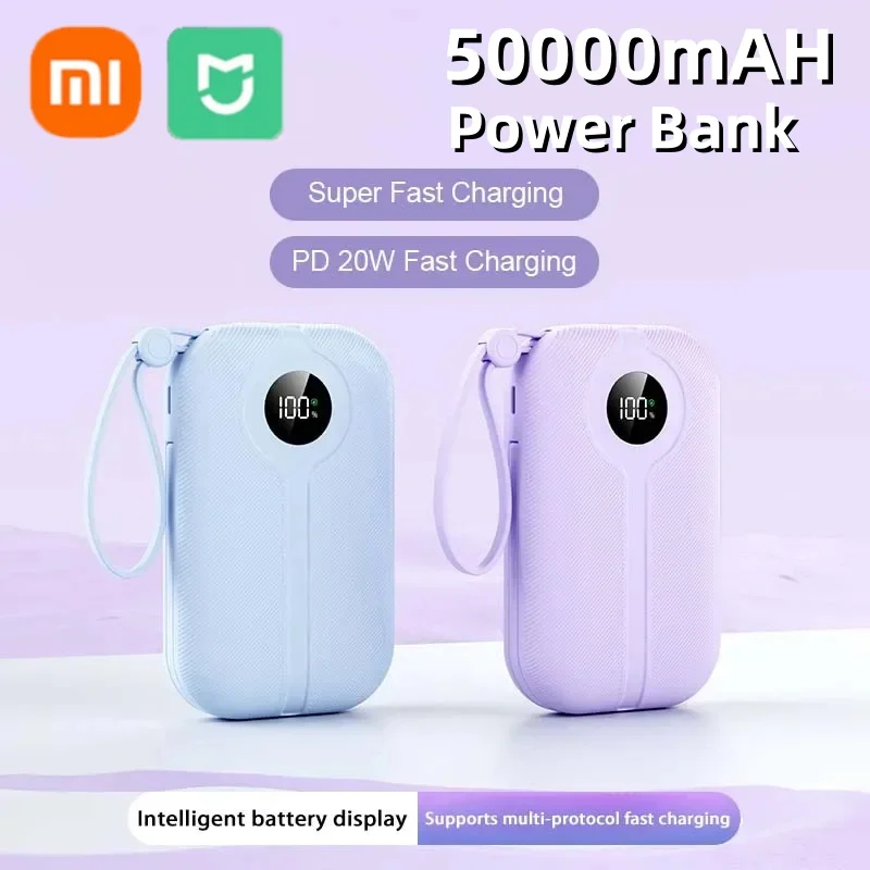 Xiaomi 50000mAh Fast Charge Power Bank Lightweight  LED Digital Display Tow Way With Cable Multi Interface For iPhone Android