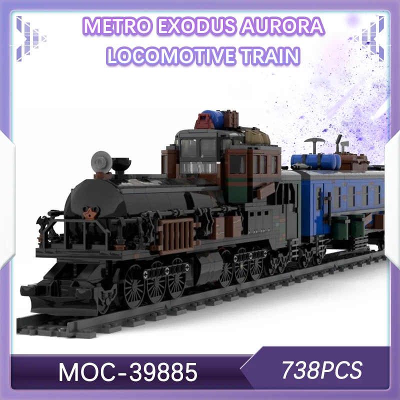 

738PCS Game Creative Model Metro Exodus Aurora Locomotive Train Building Block Passenger Railway DIY Boys Toys Gifts MOC-39885