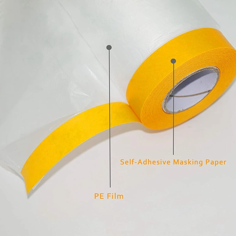 4 Pcs Plastic Dust Sheets Roll 0.55 X 20M Pre-Taped Masking Film Drop Cloths For Painting Bed Furniture Covering