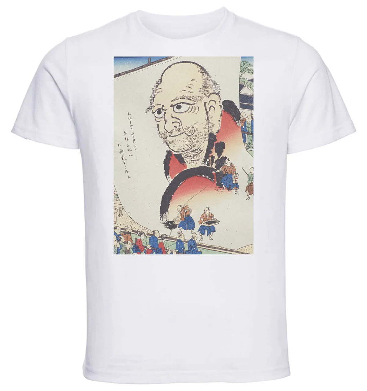 T-shirt Unisex White Ukiyo-e Hokusai Daruma