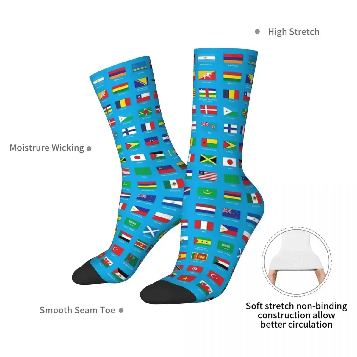 Flags Of The World With Country Names Socks Harajuku Absorbing Stockings All Season Long Socks Accessories for Unisex Gifts