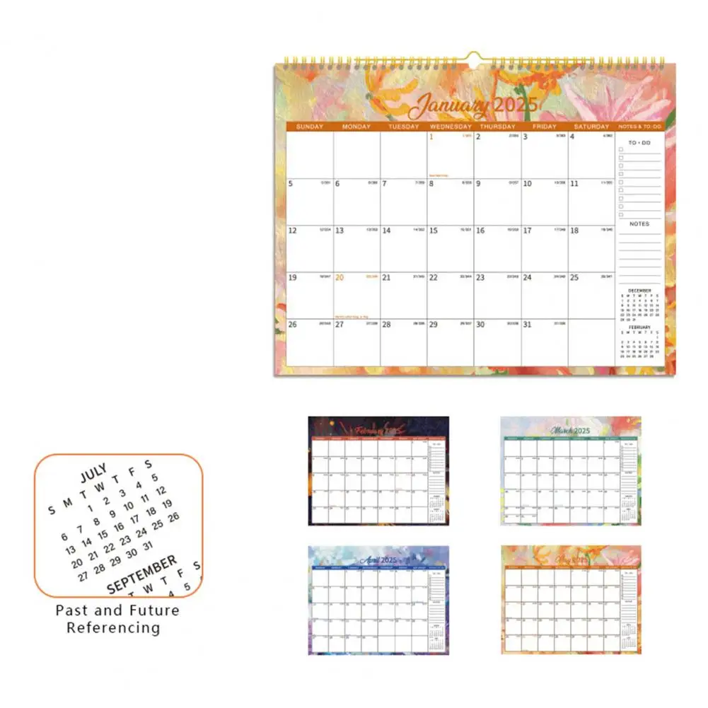 Planificador mensual 2025 2025, conjunto de Planificador de calendario de pared para la organización de la oficina en casa, organizador de horarios de 12 meses para una eficiencia