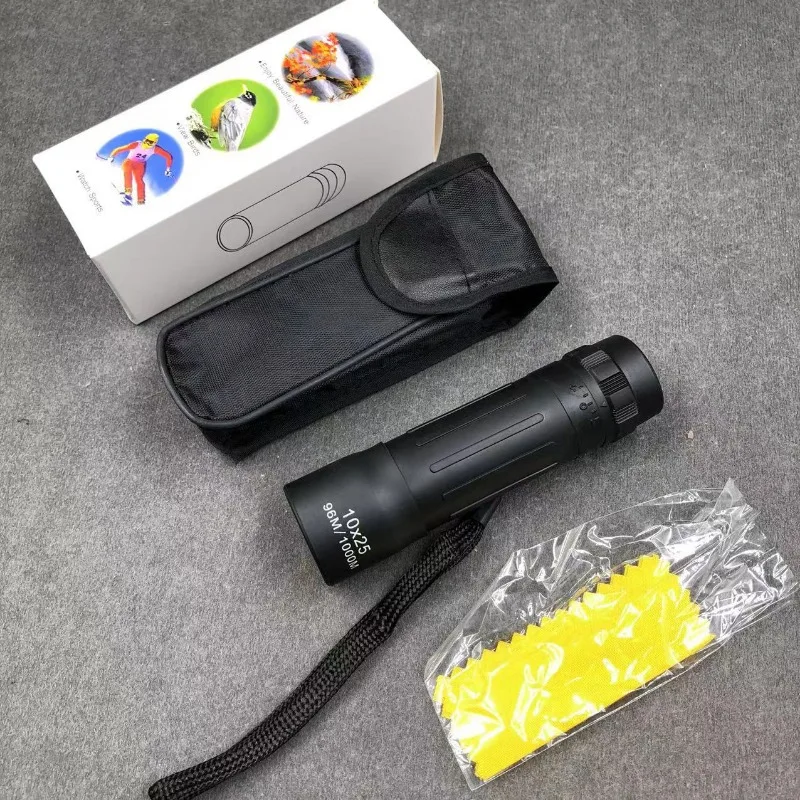 10X25 Monocular Telescope High Magnification Hd Wide Angle Portable Low Light Night Vision For Outdoor Camping Hiking Bird Watch