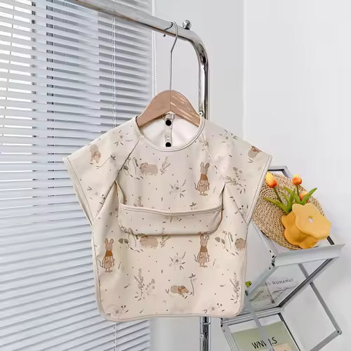 Cute Baby Bibs Toddler Baberos Bavoir Waterproof Short Sleeve Apron Cartoon Animals Children Feeding Smock Bib Baby Stuff 0-6Y - Image 7
