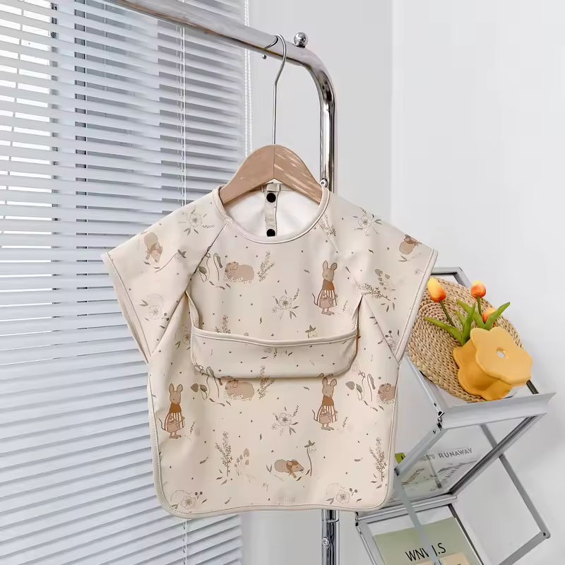 Cute Baby Bibs Toddler Baberos Bavoir Waterproof Short Sleeve Apron Cartoon Animals Children Feeding Smock Bib Baby Stuff 0-6Y - Image 7