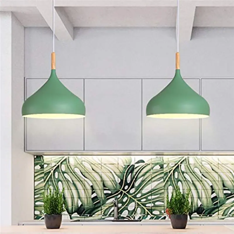GOOD-Chandelier For Coffee Dining Room Ceiling Light Fixture, Macaron Pendant Light Simple Hanging Lighting Fixtures Green