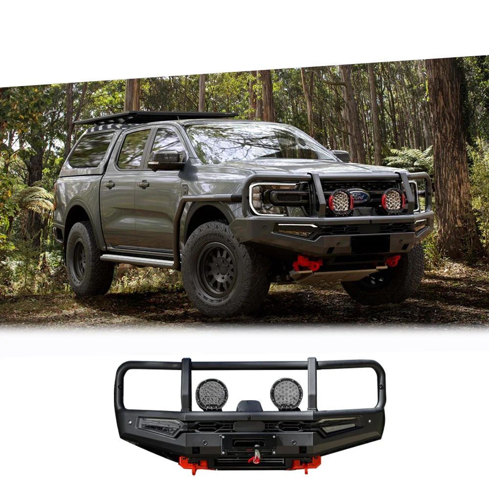 

lamax 4x4 off road accessory with LED shackle bull bars Steel front bumper Rear Bumper for FORD RANGER T6 T7 T8 T9 2022 2023