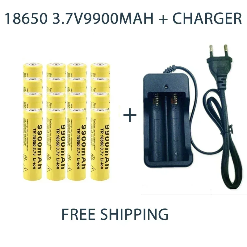 New Fast charging 3.7V 18650 9900mAh rechargeable battery high capacity lithium-ion Battery for  flashlight  Toy battery+charger