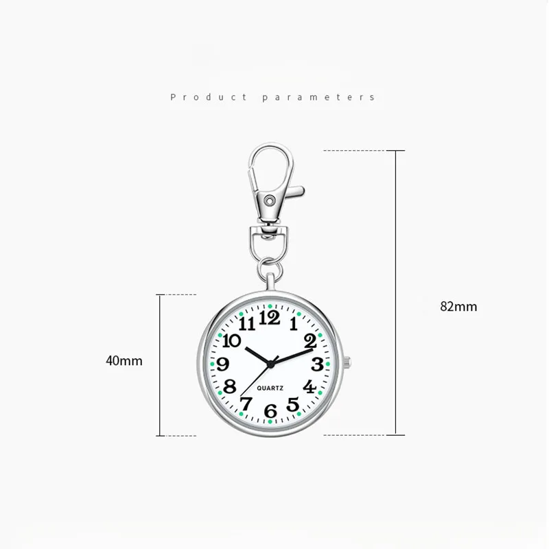 New Luminous Arabic Numeral Quartz Pocket Watch Fashion Nurse Watch Keychain Clock with Battery Vintage Pocket Watch for Student