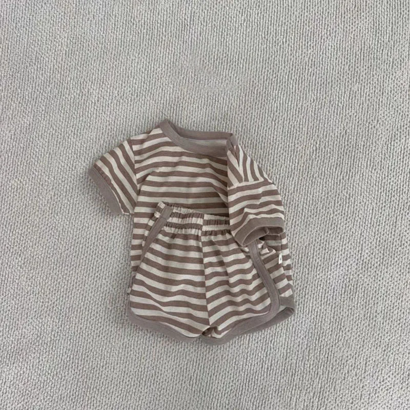 Korean Baby's Sets 2025 Striped Top Shorts Summer Casual Set  Newborn Clothes Toddler Girl Clothes Newborn Baby Girl Clothes