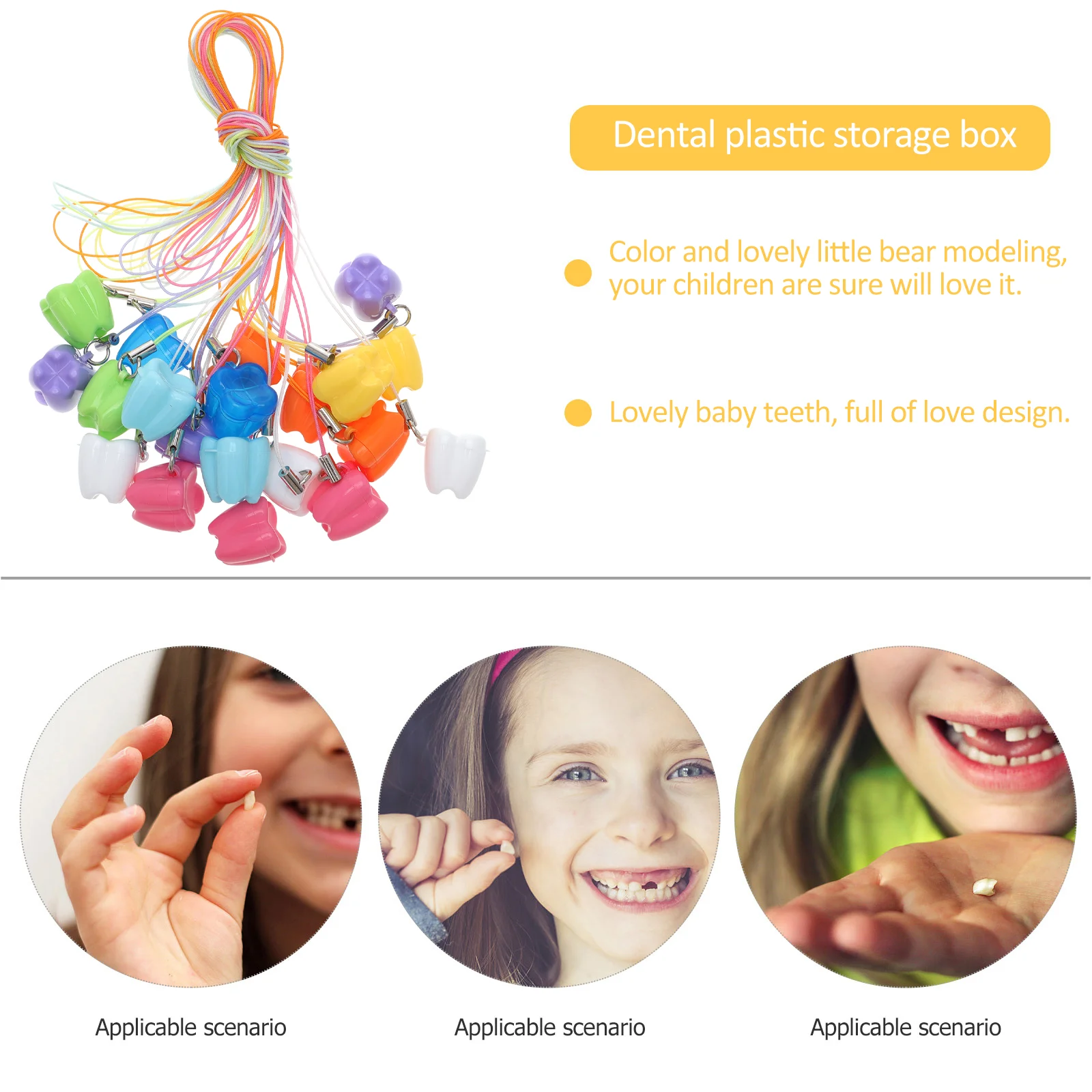 20pcs Dental Box Baby Tooth Storage Box Case Children Teeth Plastic Storage Box Baby Toy Necklace Baby Tooth Case