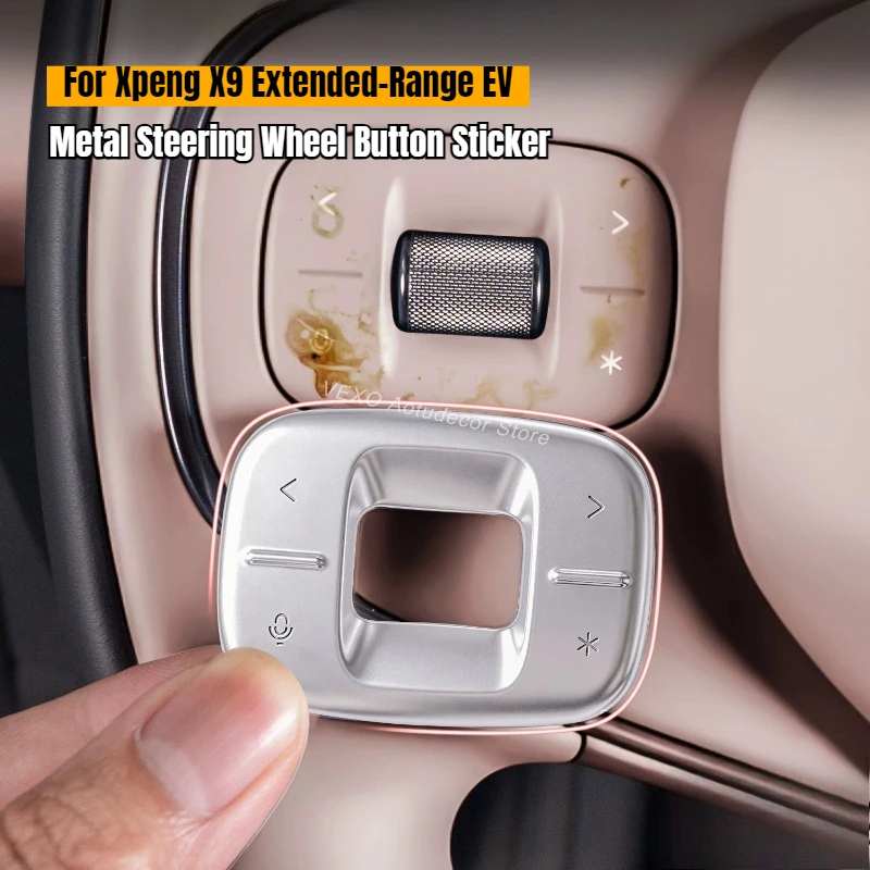Metal Car Steering Wheel Button Sticker for Xpeng X9 Extended-Range EV Anti-Scratch Steering Wheel Protective Trims Accessories