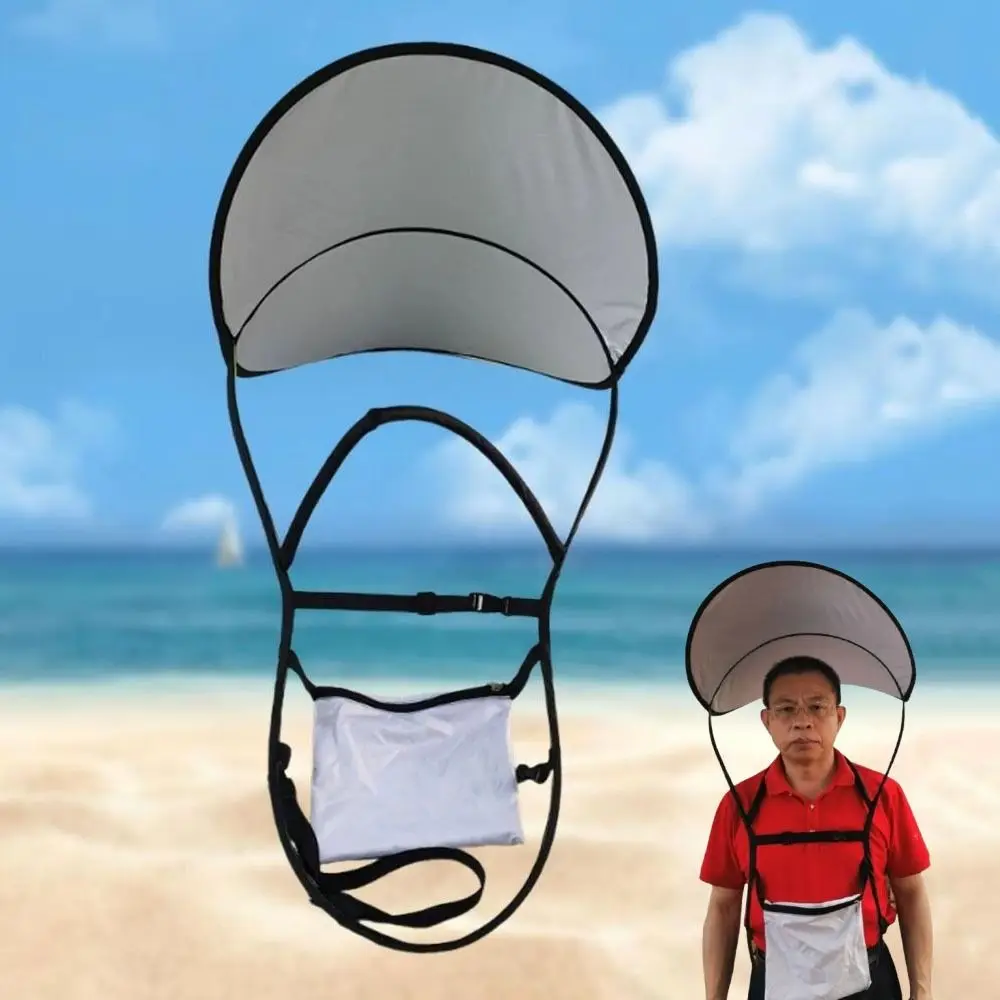Large Fishing Umbrella Hat Sun Protection Foldable Backpack Sunshade Board Wide Brim Portable Double Shoulder Umbrella Hiking