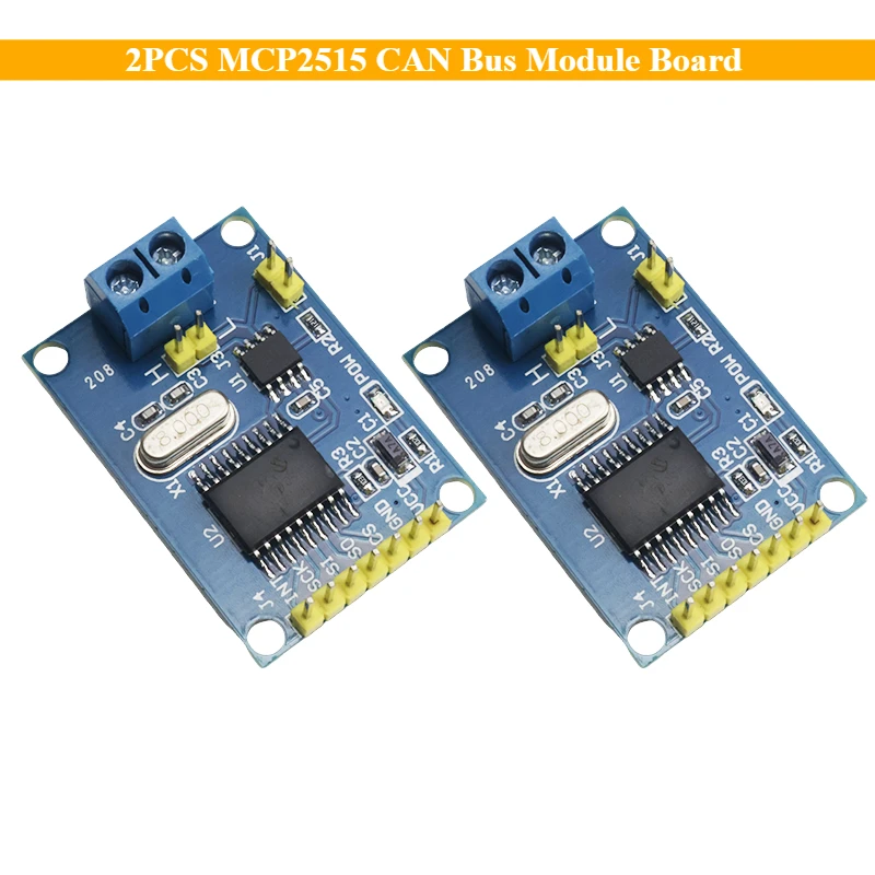 2PCS MCP2515 CAN Bus Module Board TJA1050 Receiver SPI for 51 Microcontroller ARM Controller Interface Module for Arduino