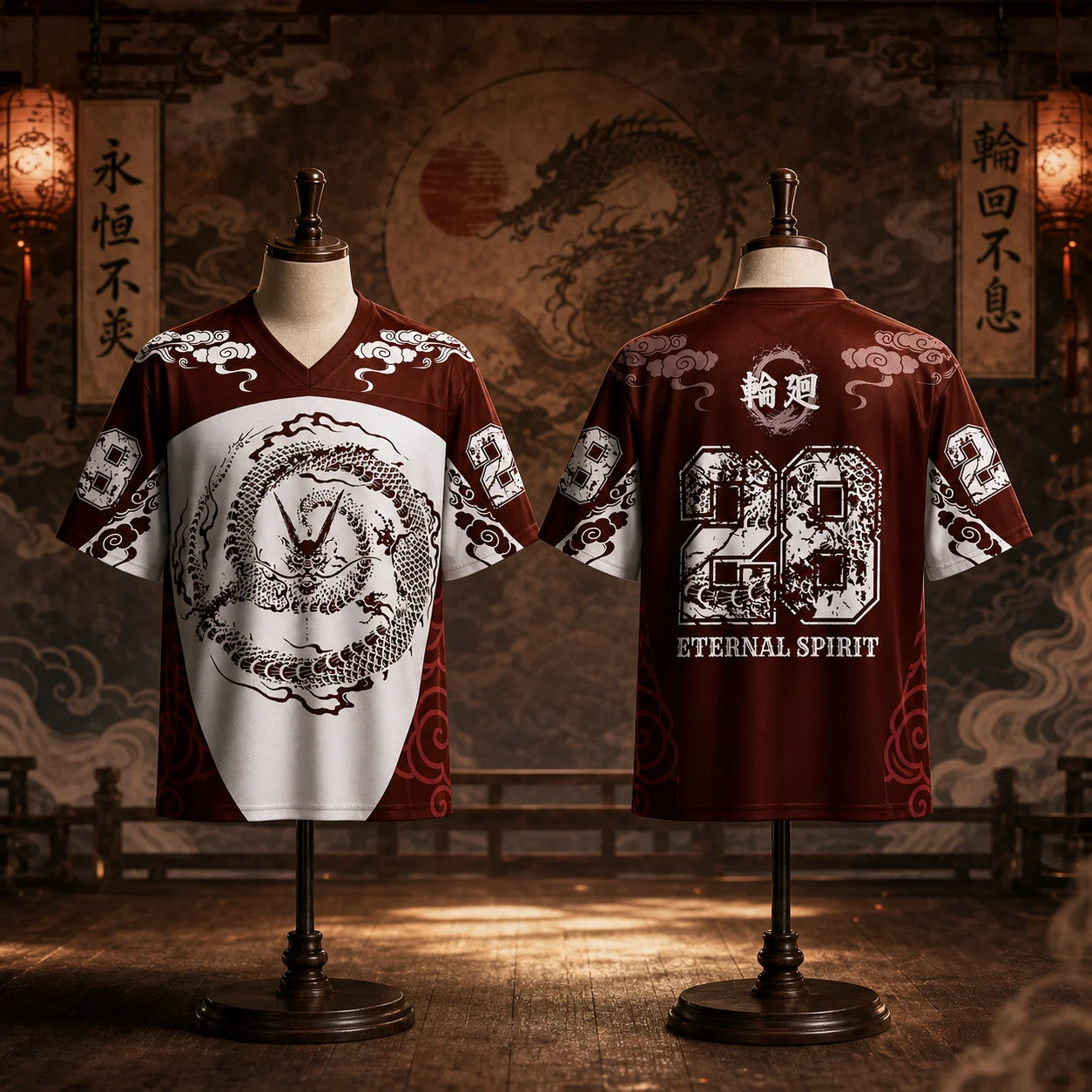 Summer Japanese Style Dragon V-neck T-shirt Quick Drying Short Sleeve Fitness Casual Outdoor Parent-Child Fashion Top 2026