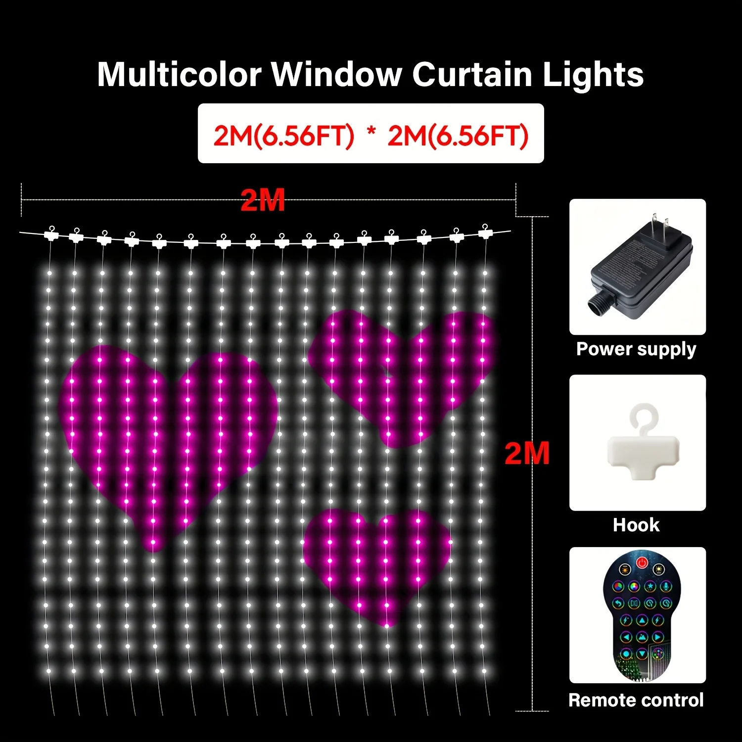 Guirxiété lumineuse LED étanche pour décoration extérieure et intérieure, rideaux intelligents lonely App, modèles de bricolage et texte, division itude, 400