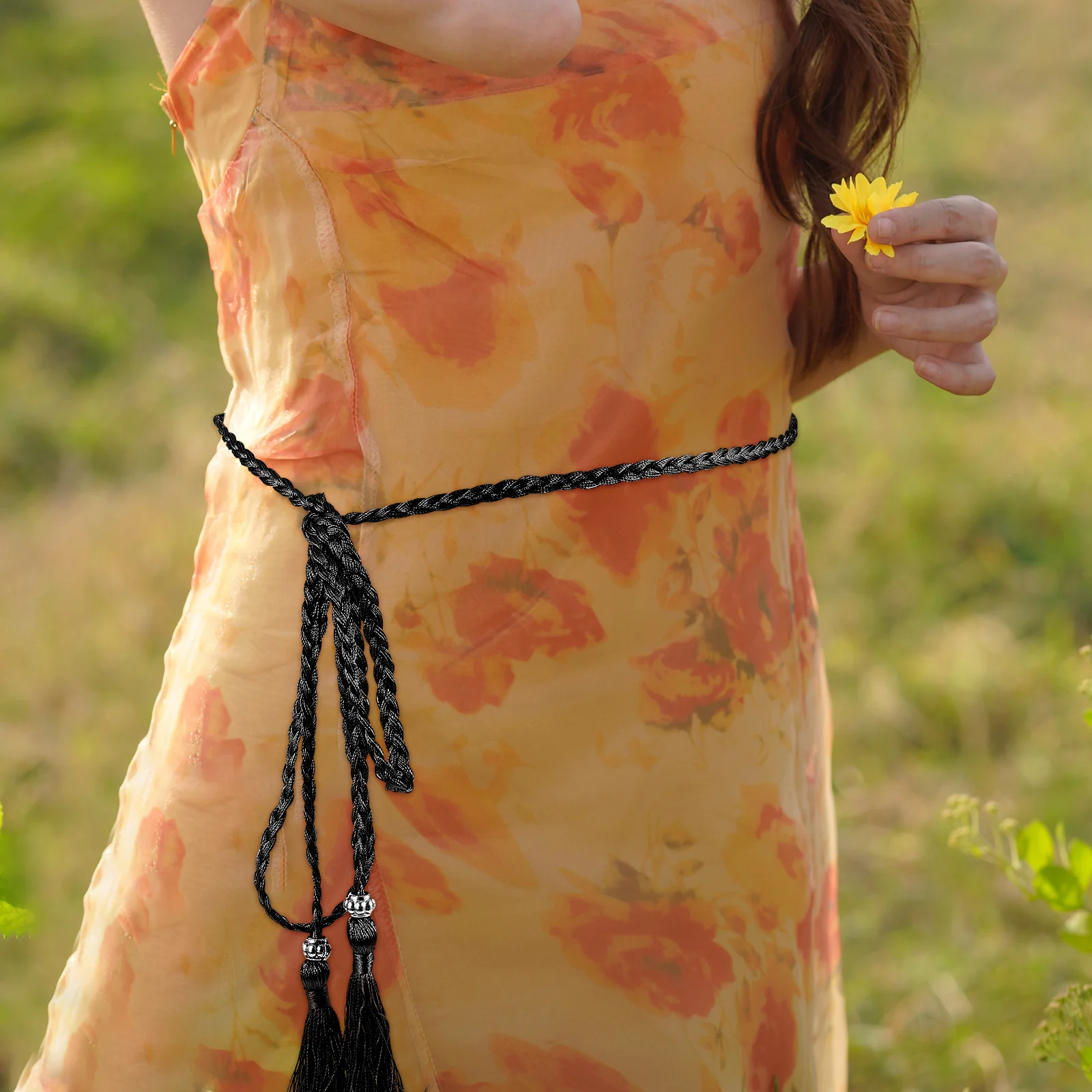 

5Pcs Woven Waist Belt Tassel Decor for Women Fashion Skirt Dress Pants Adjustable Elegant Accessory Casual Party Use