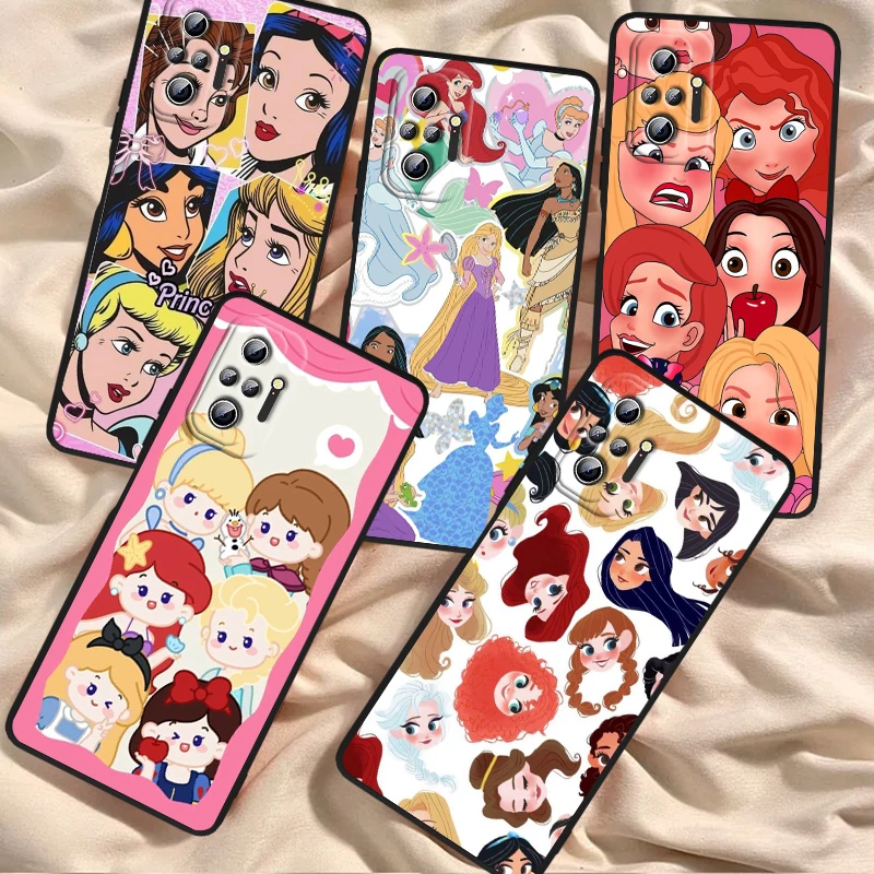 Disney Princess Beautiful Cute For Xiaomi Redmi Note 13 12R 12 12S Turbo 11 11T 11S 10 10S Pro Plus 5G Black Back Phone Case