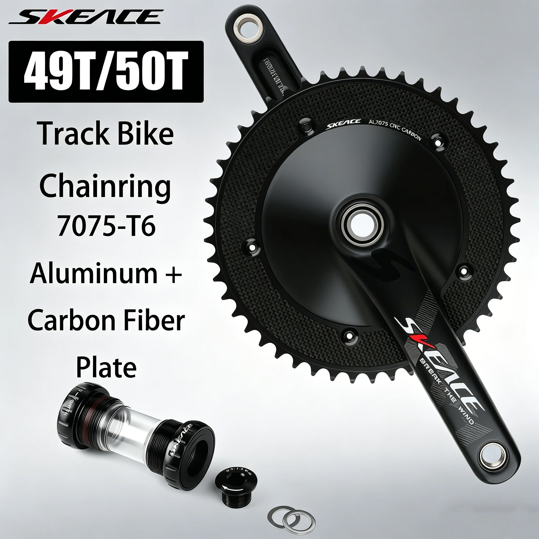 

Велосипедная цепная звездочка SKEACE из карбона и алюминиевого сплава, 49/50 зубьев, запчасти для односкоростных велосипедов с фиксированной передачей