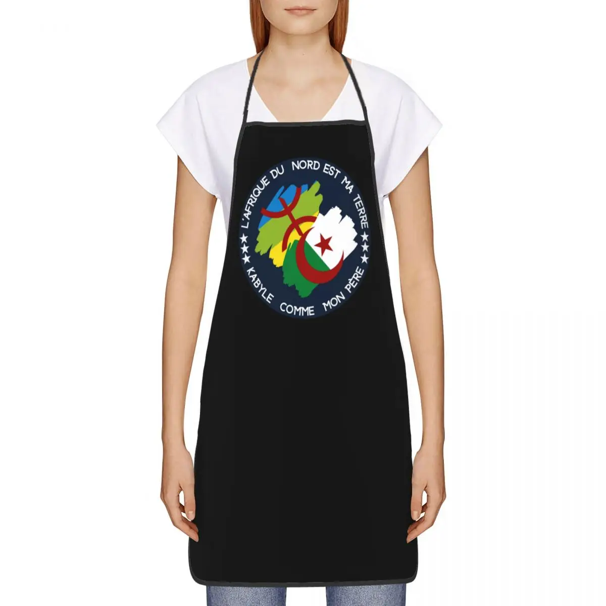 Funny Kabyle Amazigh Flag Berber Bib Apron Women Men Unisex Kitchen Chef Tablier Cuisine for Cooking Baking Gardening