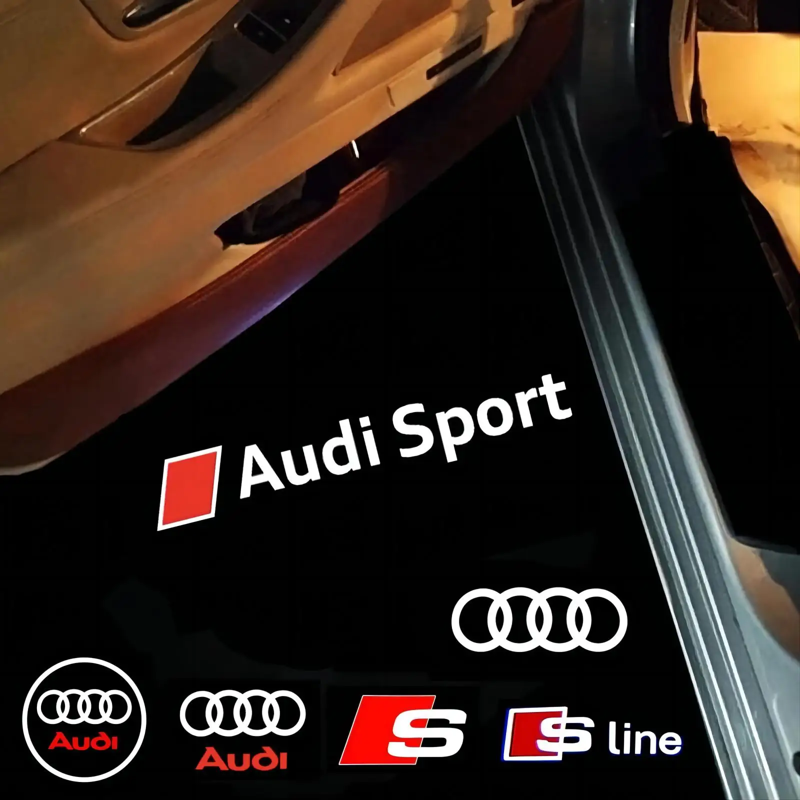 2 шт., светодиодные лампы для автомобильных дверей, проекционные лампы с логотипом для Audi Sport Sline A4 B5 B6 B7 B8 A1 A3 A6 A5 A7 A8 Q3 Q5 Q7 Q6 TT S3 S6