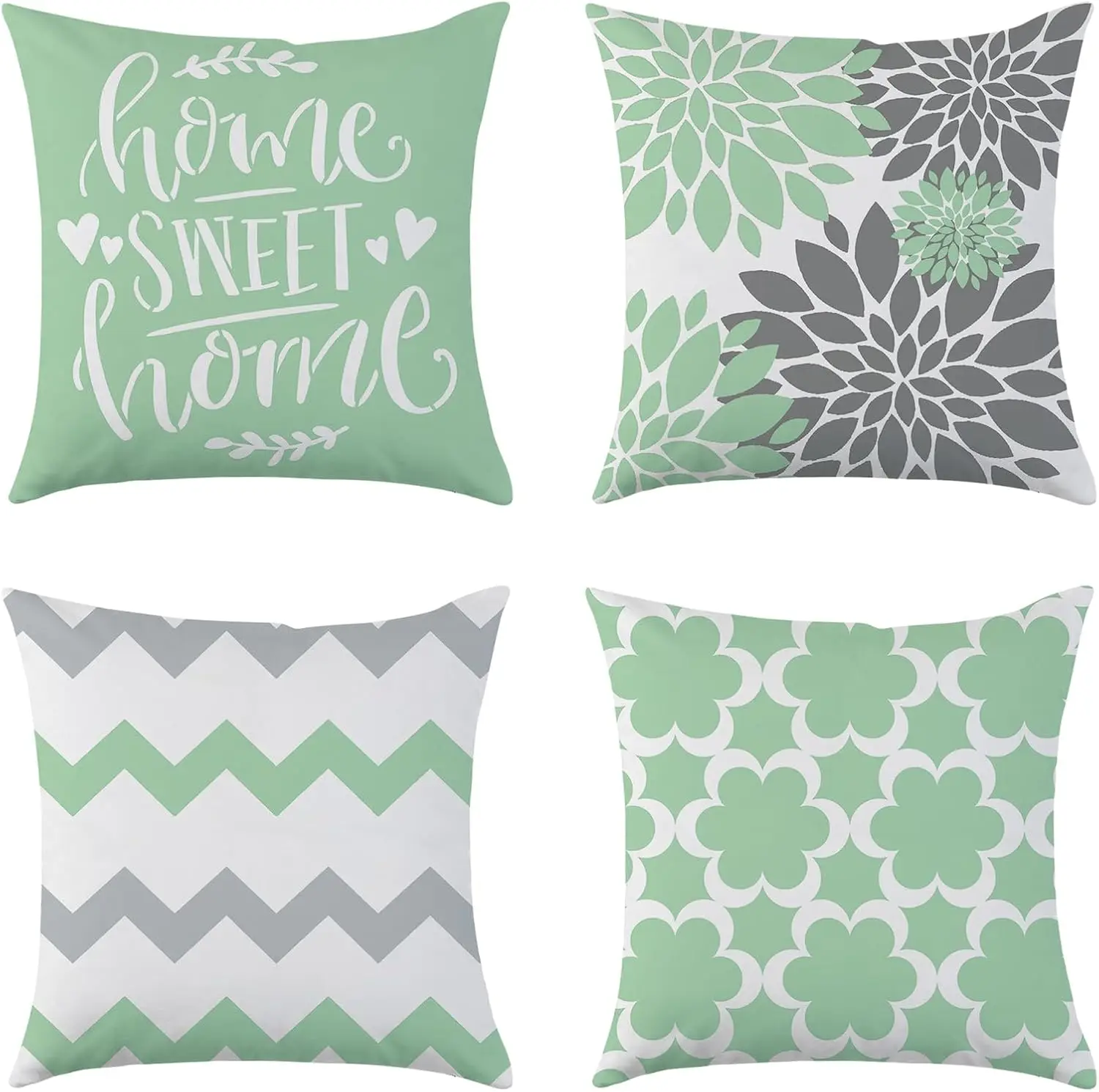 

Pillow Covers 18x18 Set of 4 Spring Summer Farmhouse Decorative Pillow Covers Outdoor Geometric Floral Cushion Covers for Sofa C