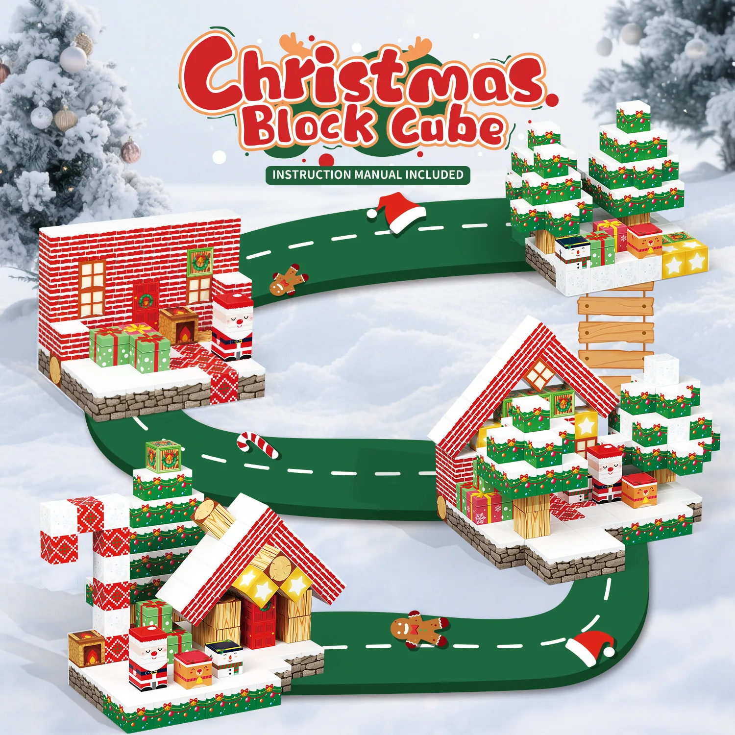 New Christmas Magnetic Building Block Set STEM Montessori Sensory Toys for Kids New Year Gift Education Puzzle Toy Gifts