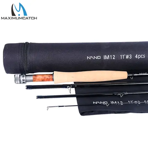Maximumcatch NANO IM12 Nymph Fly Rod 10FT 11FT 2/3/4WT Fast Action Graphite Carbon Fiber Fly Fishing Rod with Hard Tube Case