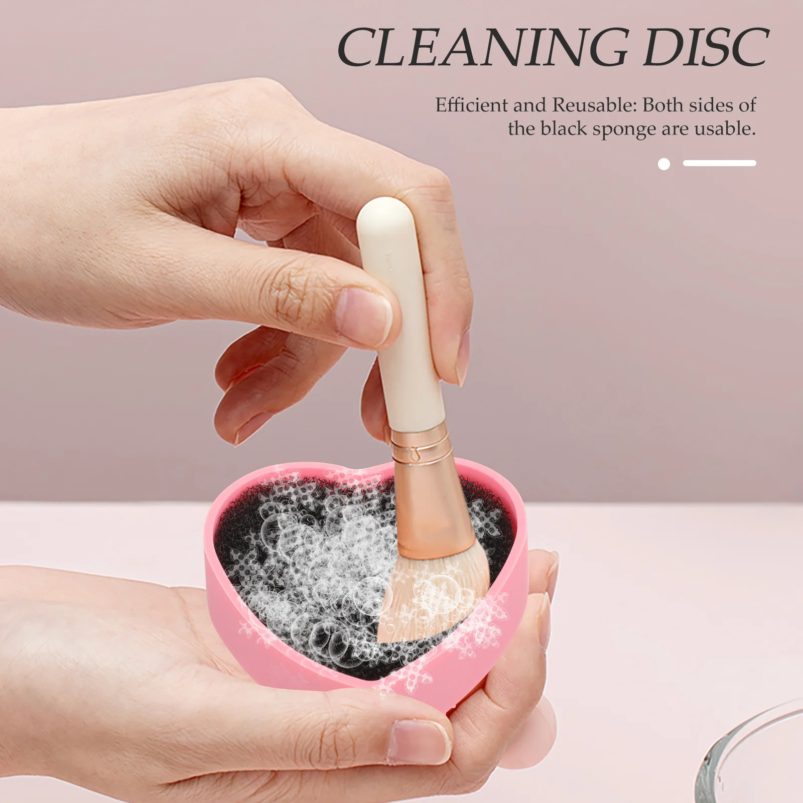 

Sponge Makeup Brush Cleaning Box Pink Heart Silica Gel Dry Wet Dual Use Quick Clean Case Portable Brush Cleaning Box
