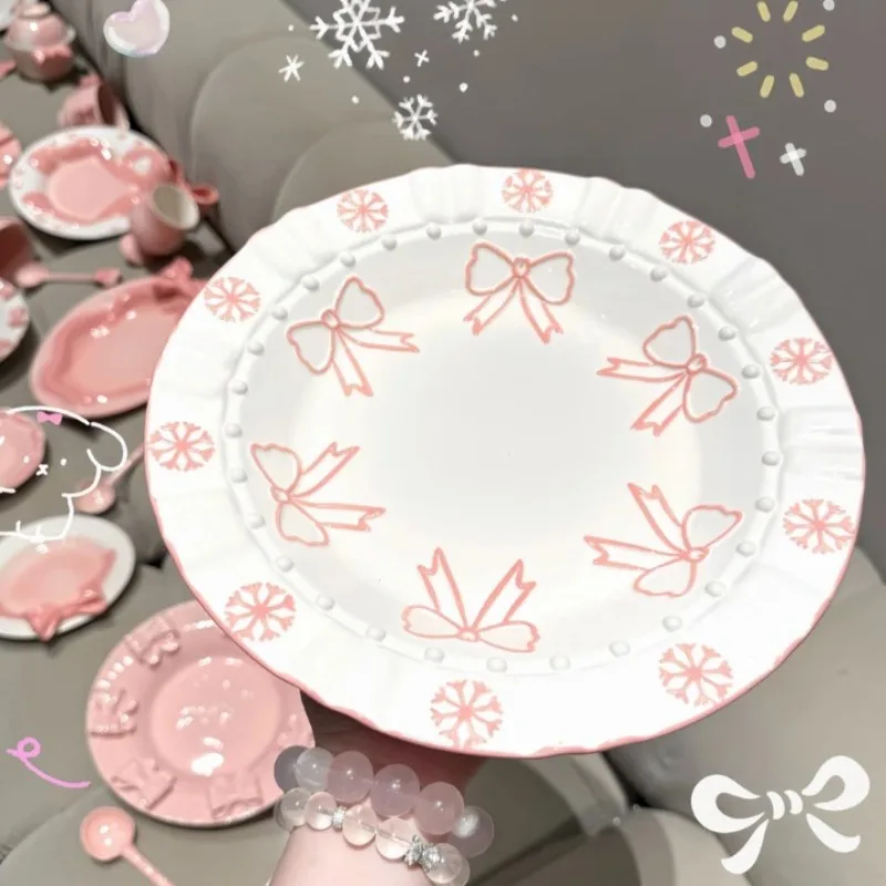 طبق عشاء سيراميك ثلاثي الأبعاد مطلي يدويًا بفيونكة مشهورة #3