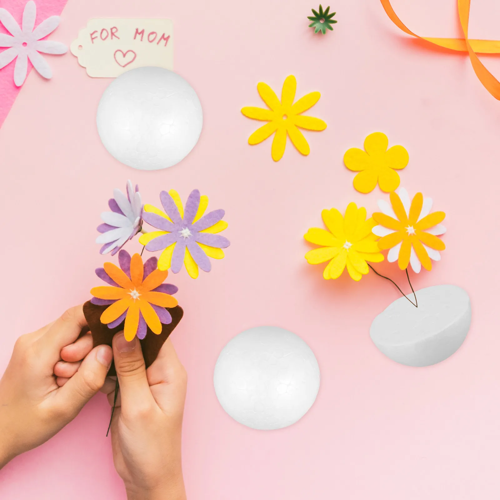 30Pcs White Foam Semicircle Balls Half Round Craft Ornaments for DIY Painting Writing Flower Arranging Christmas Decor Kids view 6
