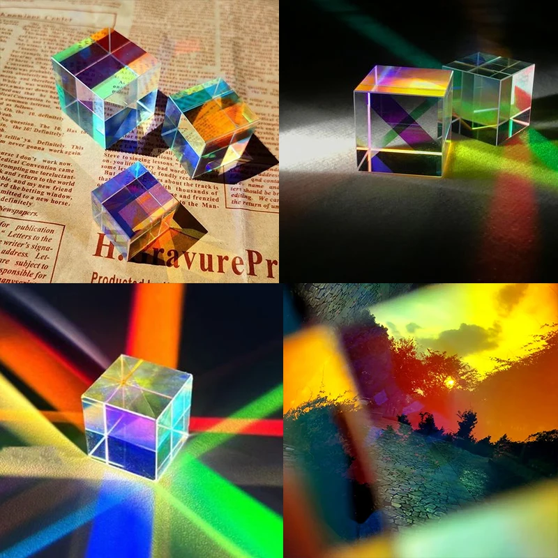 Color Prism 22Mm Six Bright Cubic Science Experiment Photo Rainbow Creative Birthday Gift