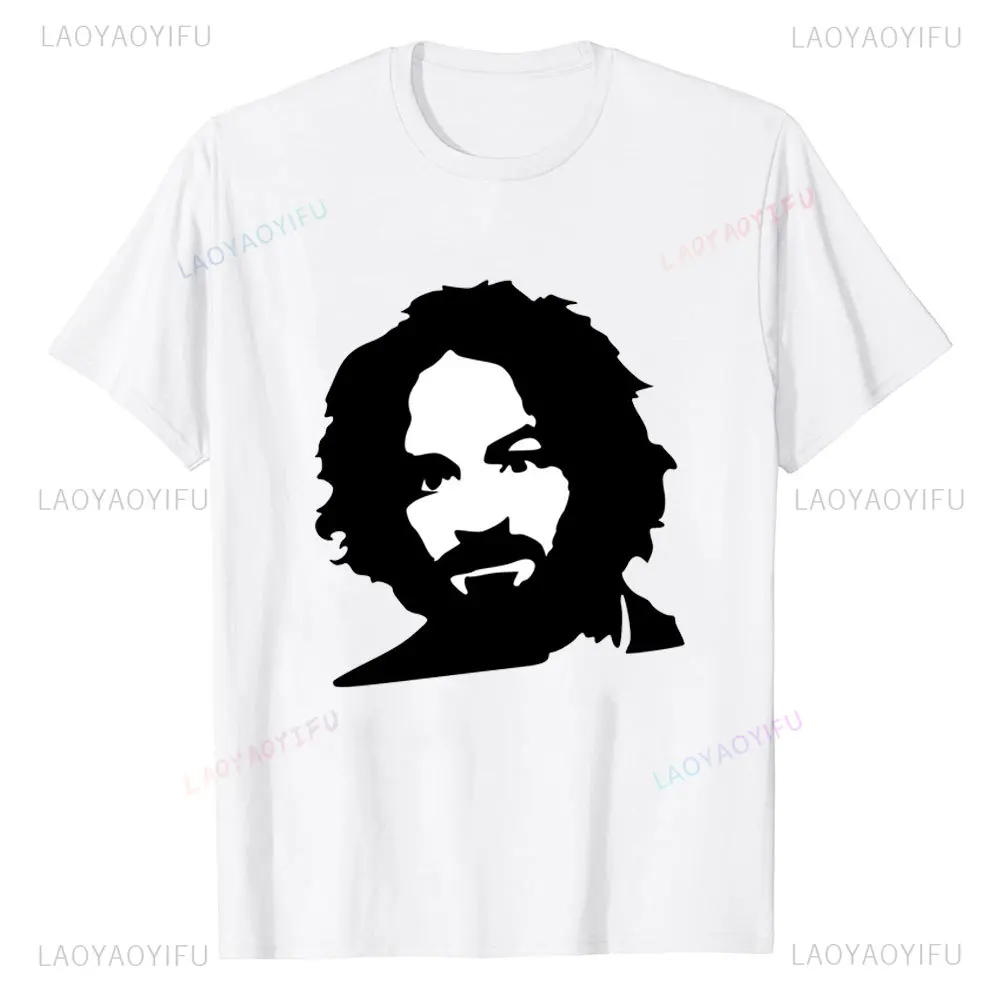 New Charles Manson Short-sleev Aesthetic Harajuku Streetwear Casual Unique Fashion Ventilate Mens Summer Printed T-Shirt Tops