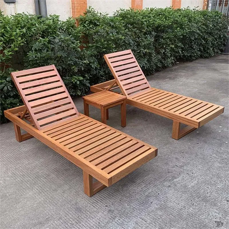 for Outdoor Courtyard Bed Solid Wood Lounger Balcony Garden Villa Seaside Swimming Pool Leisure Preservative Wood Beach Chair