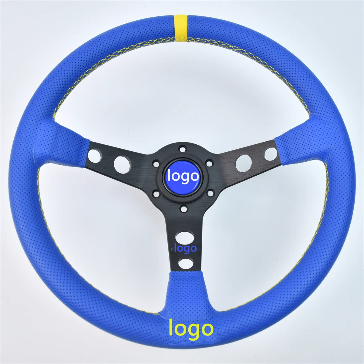 

High Quality Blue Universal Steering Wheel 350MM Microfiber Leather Steering Wheel