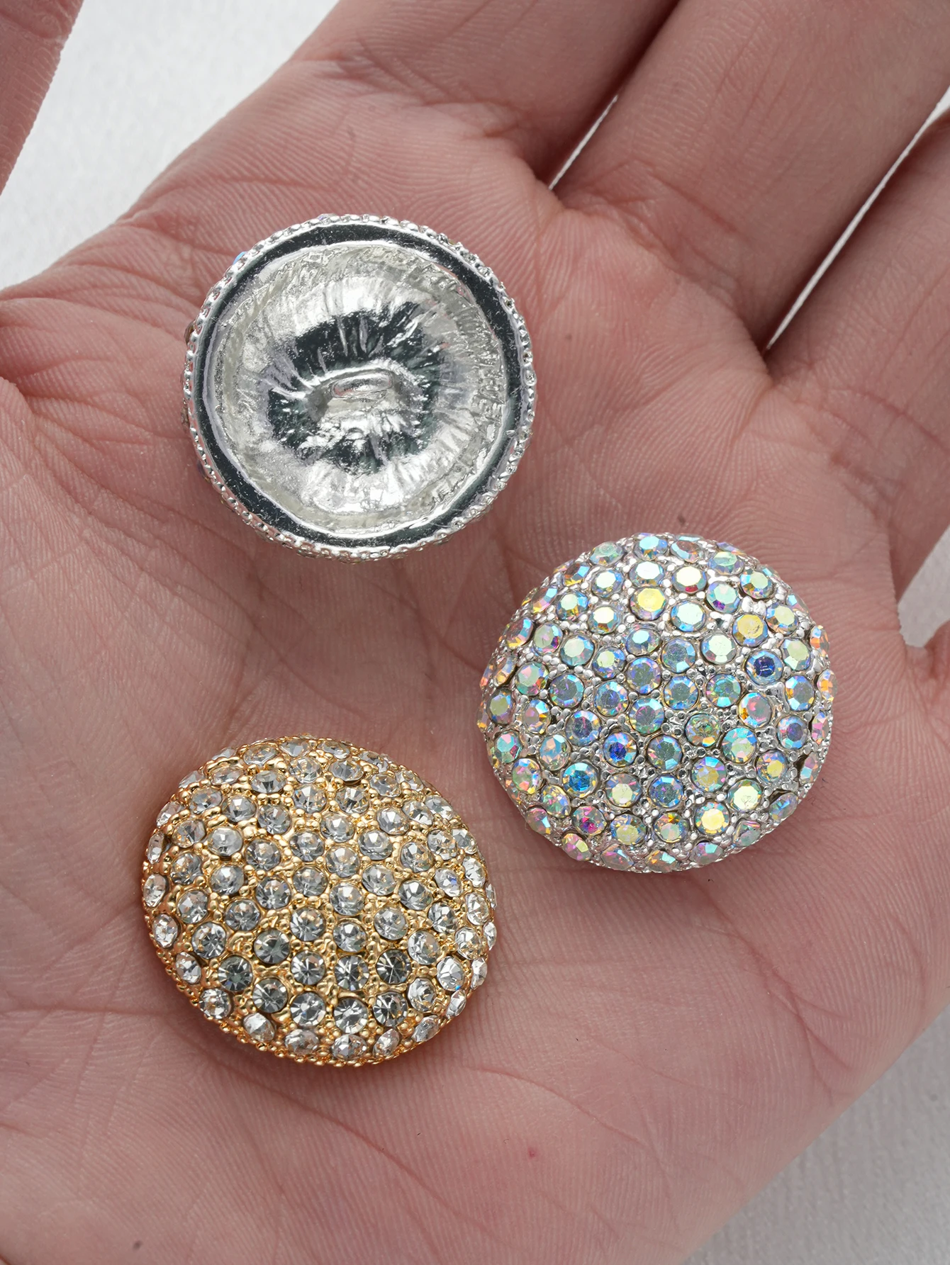 3Pcs/Set 16/21/25MM Metal Full Rhinestone Buttons Shirt Sewn Buttons DIY Round Decorative Buckle Handmade Sewing Accessories