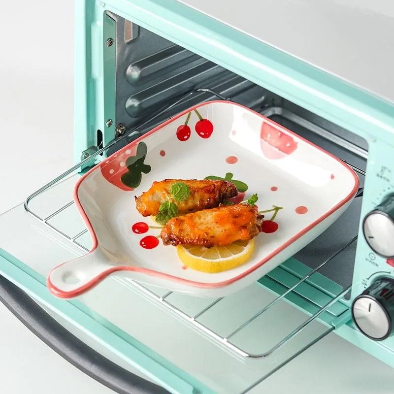 Ceramic Cartoon Fruit Pattern Tray Kitchen Tableware Dessert Cake Plate Desktop Decoration Baking Supplies, Handheld Plates, 1Pc