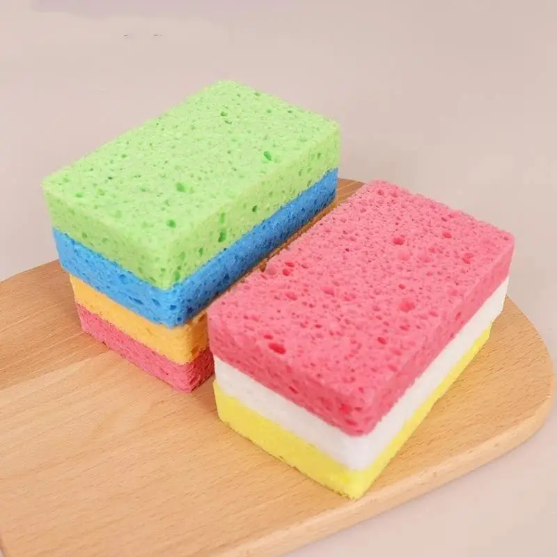 New Thickened Wood Pulp Cotton Dishwashing Sponge Cloth Scouring Pad Absorbent Sponge Dishwashing Wipe
