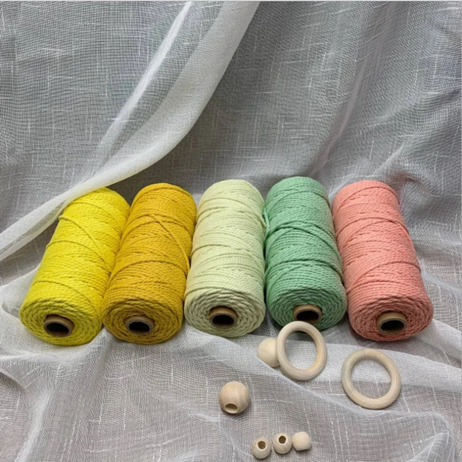 1 Rotolo/2mm 100M Cotone Macrame Cavo Filo Artigianato Fatto A Mano FAI DA TE Beige Spago Intrecciato Corda Stringa Tessili Per La Casa decorazione della festa nuziale