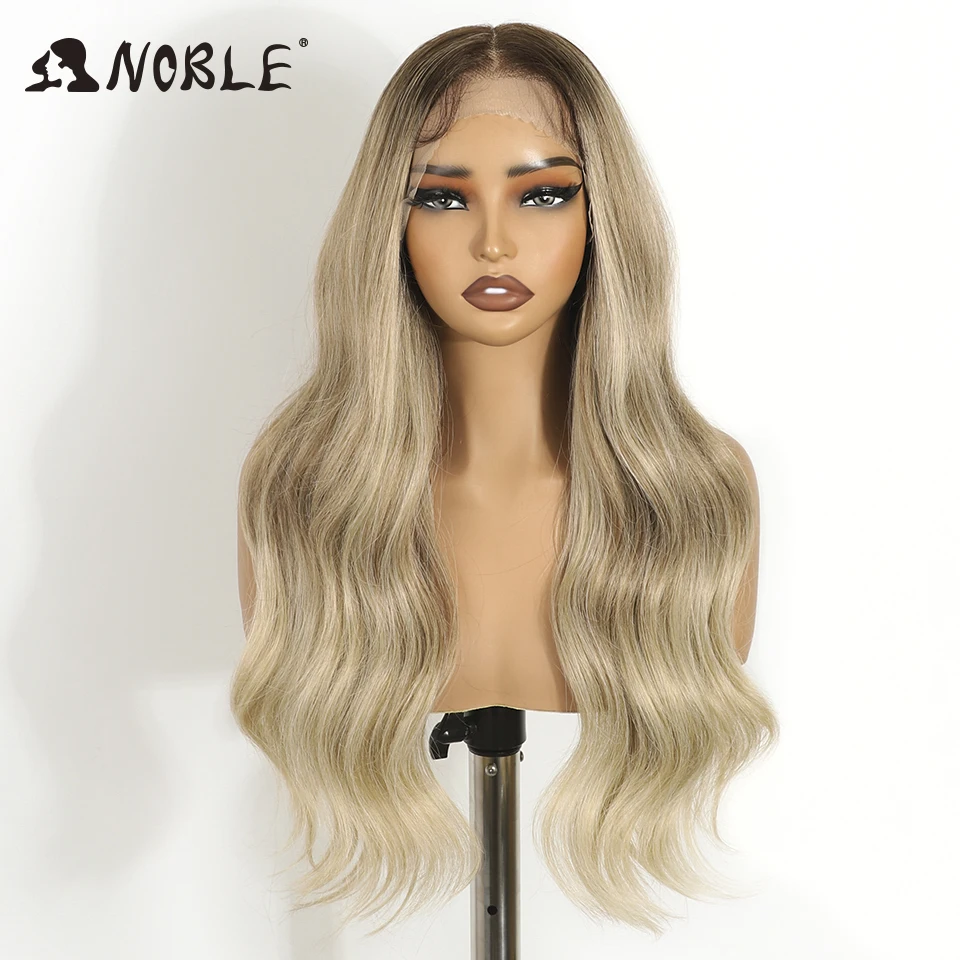 Edle synthetische Lace-Front-Perücke, Cosplay, 13x6 Lace-Front-Perücke, 26 Zoll, gewellte Lace-Perücke für Damen, Lace-Front-Perücke, Ombré-Blond-Perücke – Detail 13