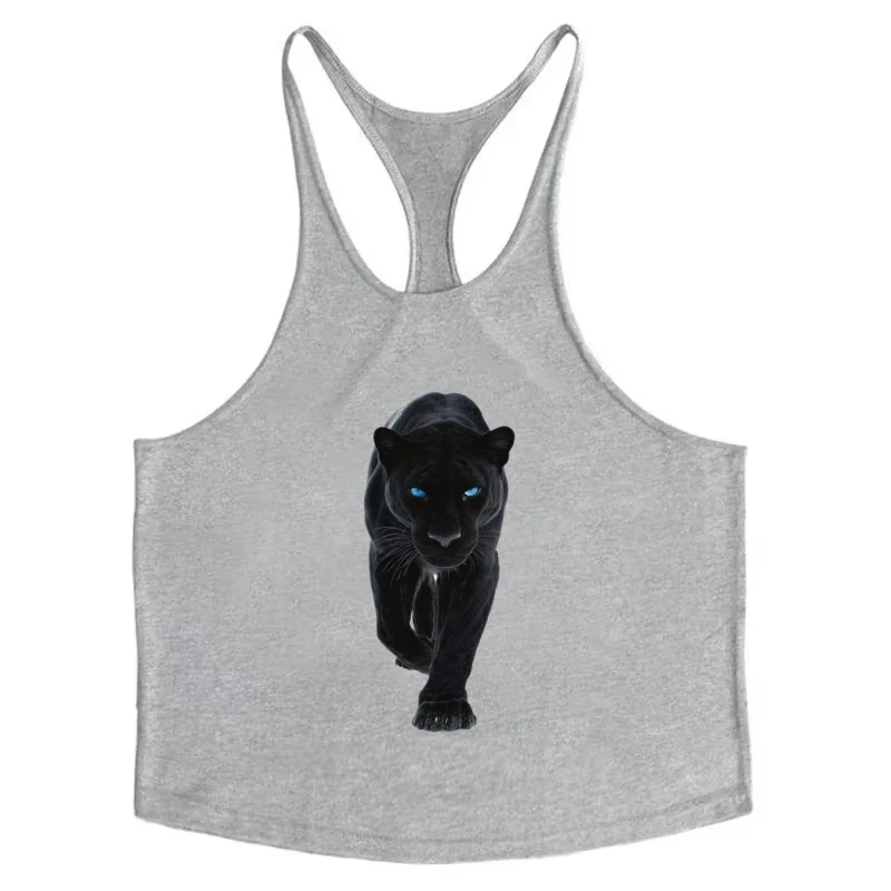 Blue-Eyed Leopard Wild Graphic Stringer Vest - Men's Fitness Vest, Sleeveless Gym Training Top, Breathable Workout Suit