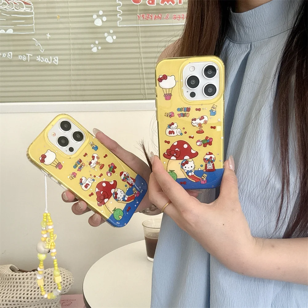 

Cute Star Cartoon New Phone Case for iPhone 15 Pro 13 16 14 16 promax Fundas Hello Kitty Girls Protective Cover Shockproof Cover