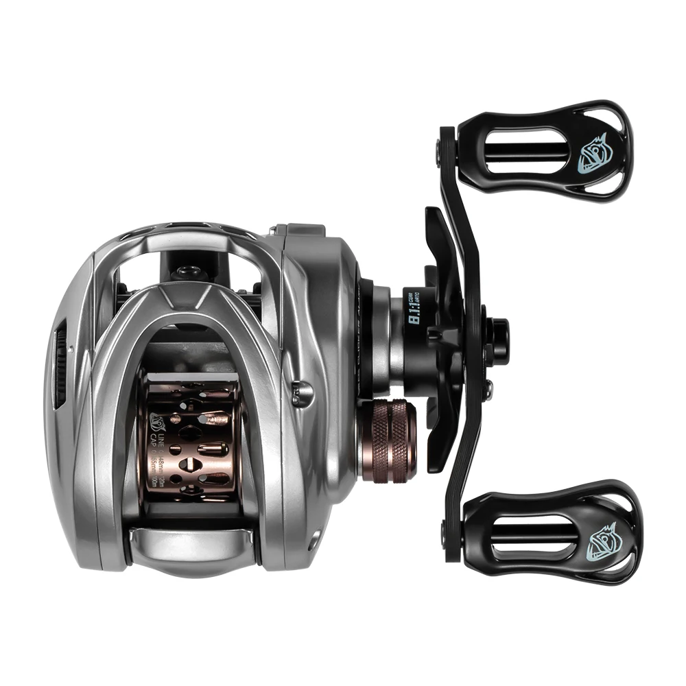 SOLOKING HICC-50 Kompakte Baitcaster-Angelrollen, 134 g, FBS, ultra-sanftes Köder-Finesse-Casting, 30 magnetische Bremsen, 7,1:1/8,1:1 Hochgeschwindigkeits-Übersetzungsverhältnis, 10+1 Kugellager,