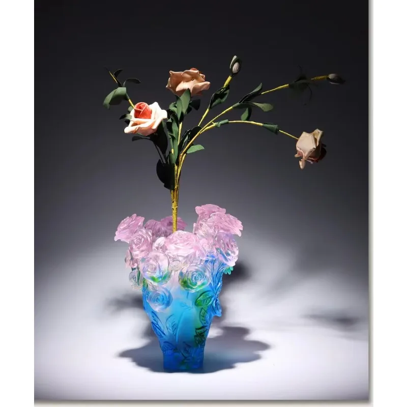 DSA rose vase glazed handicraft ornament, living room dining table decoration, insertion and dried flower storage