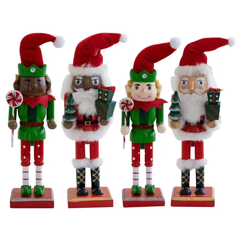 

Christmas Ornaments Nutcracker Wooden Santa Christmas Figures Decorative Tabletop Figurine Holiday Nutcracker Soldier Dolls