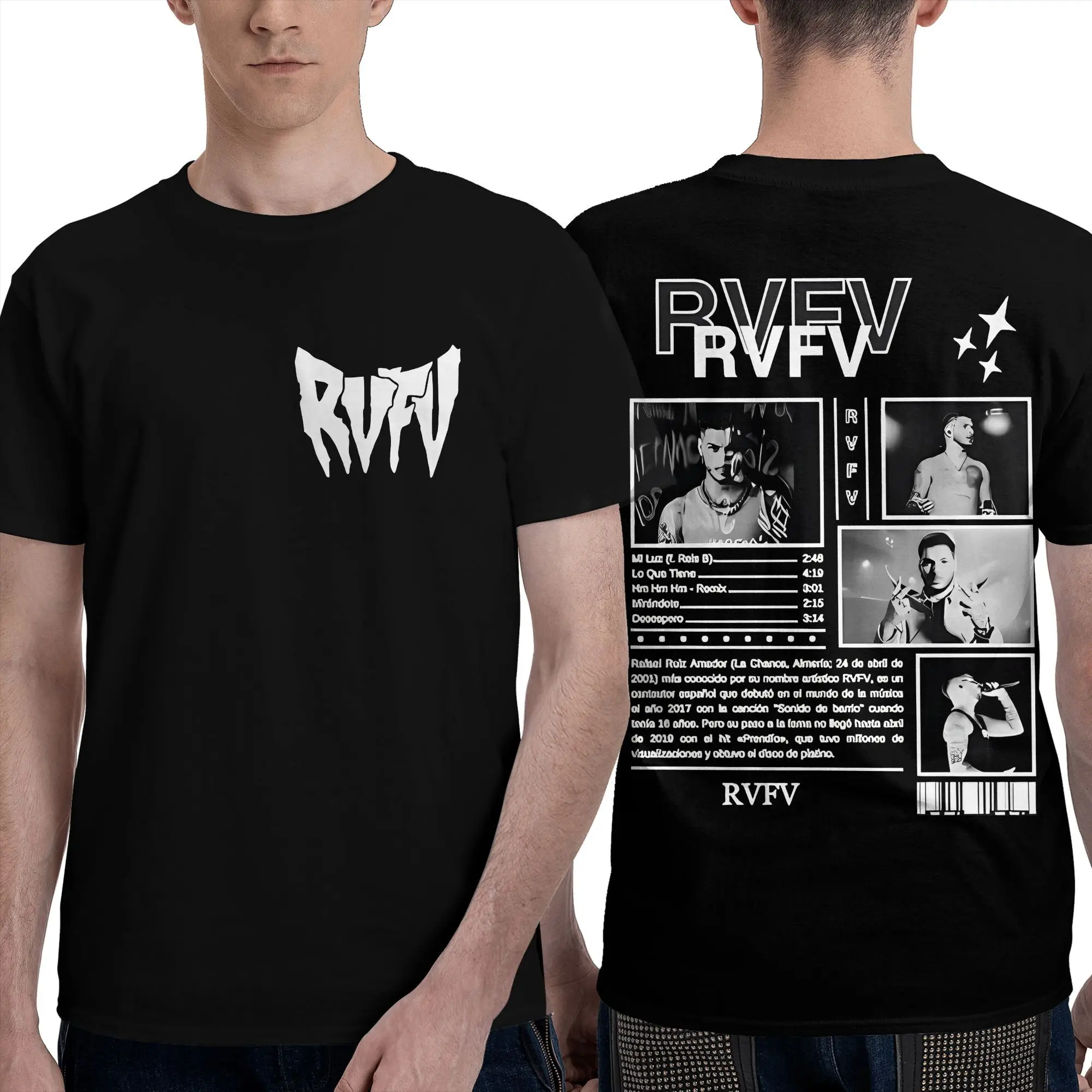

Футболка RVFV Eltiburón New Album 2025, мужская винтажная хлопковая футболка в стиле хип-хоп, летние дышащие футболки в стиле хип-хоп, свободные большие размеры