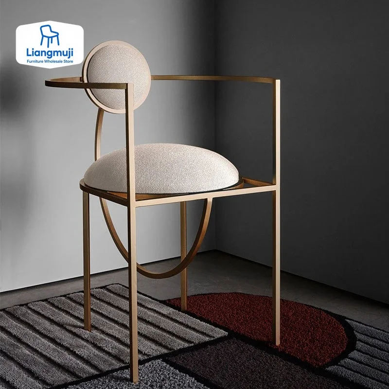 

Nordic Light Luxury Dining Chair Fashion Ins Dining Chair Home Wrought Iron Simple Modern Adult Gold Multifunctional Furniture