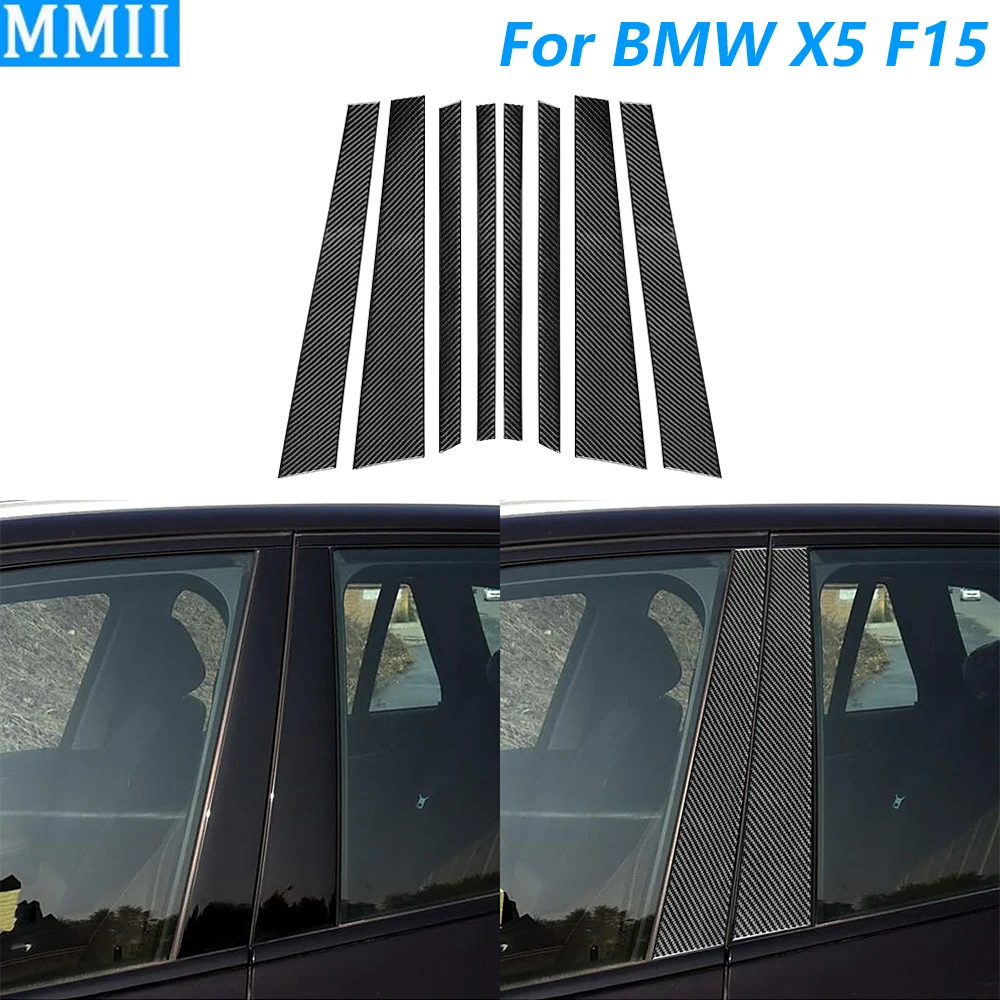 For BMW X5 F15 2014 2015 2016 2017 2018 Carbon Fiber External Door B-pillar Panel Cover Trim Car Accessories Decoration Sticker