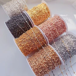 2meters Beaded Chain 3.5/4mm Beads Copper Plated Cross Chain DIY Anklets Necklace Bracelet Jewelry Making Component Accessories